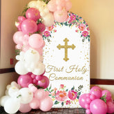 Lofaris Pink Floral First Holy Communion Party Arch Backdrop